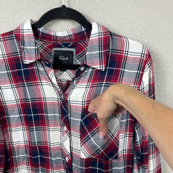 Rails Hunter Plaid Button Front Long Sleeve Shirt Flannel Red Navy Blue Sz S - Picture 2 of 11
